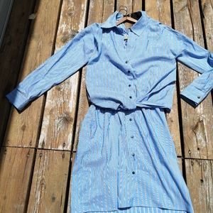 Sold- Blue Strip Shirt Dress, new without tag